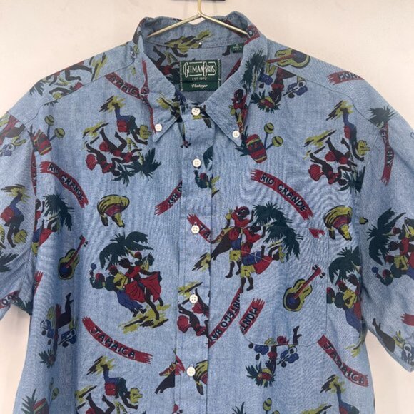 Gitman Bros. Vintage Indigo Aloha Camp Collar Shirt. NWOUT - Picture 3 of 8